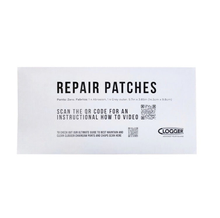 Extra Sew on Repair Patches for Clogger Zero Gen2 Light and Cool Arborist UL Chainsaw Pants . Compatible with Zero Grey/Green, Grey/Orange, Grey/Purple and Grey/Pink By Clogger